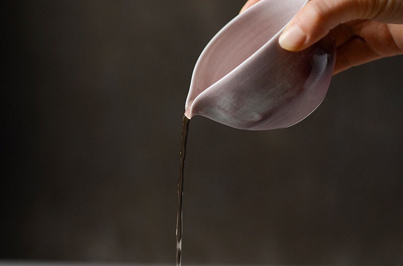 Gohobi Handmade Pink Tea pitcher/ Fair cup, Hand painted, vintage, high quality, Rustic, Minimalistic Japanese Tea [Pink Glazed collection]