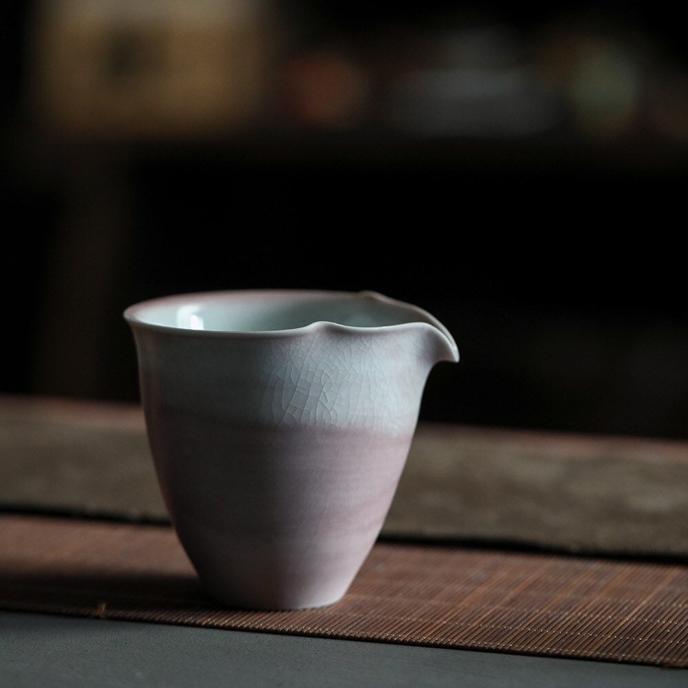 Gohobi Handmade Pink Tea pitcher/ Fair cup, Hand painted, vintage, high quality, Rustic, Minimalistic Japanese Tea [Pink Glazed collection]