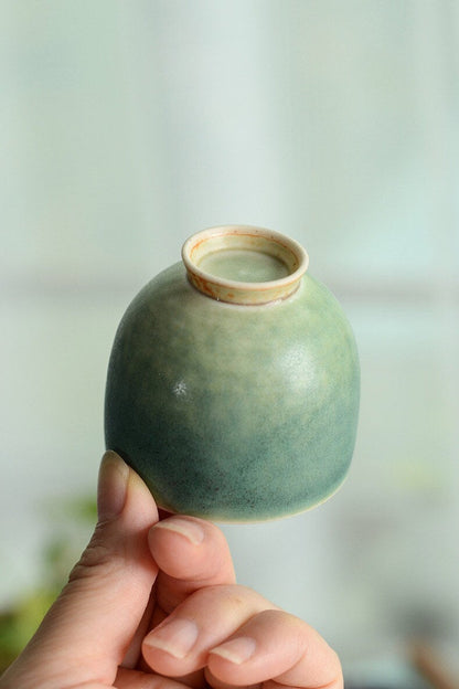 Gohobi Handmade Green Tea cup, Hand painted, vintage, high quality, Rustic, Minimalistic Japanese Tea, Gongfu tea  [Green Glazed collection]