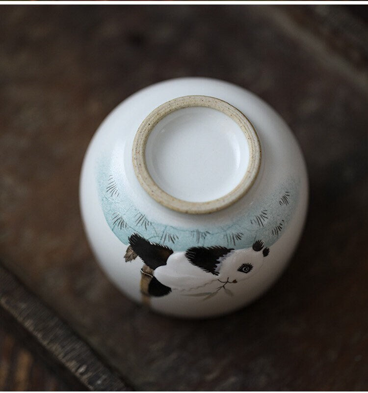 Gohobi Hand-painted Panda Tea Cup Ceramic Chinese Gongfu tea Kung fu tea Japanese Chado