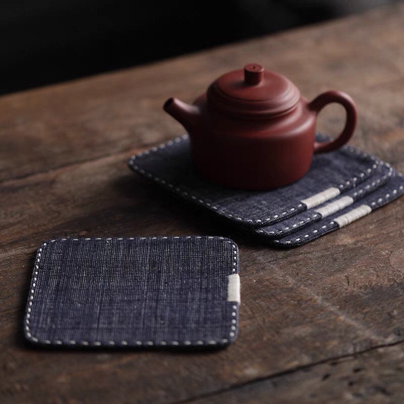 Gohobi  Coaster Chinese Gongfu tea Kung fu tea Teaware Japanese Chado cotton coaster unique handmade coaster