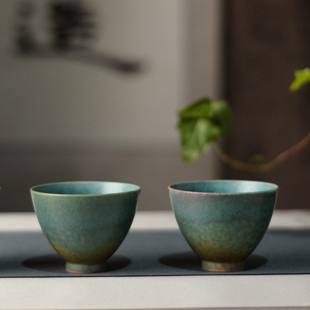 Gohobi [Ice crack collection] Handmade ceramic Green tea cup Chinese Gongfu tea Kung fu tea Japanese Chado crystal gemstone colour