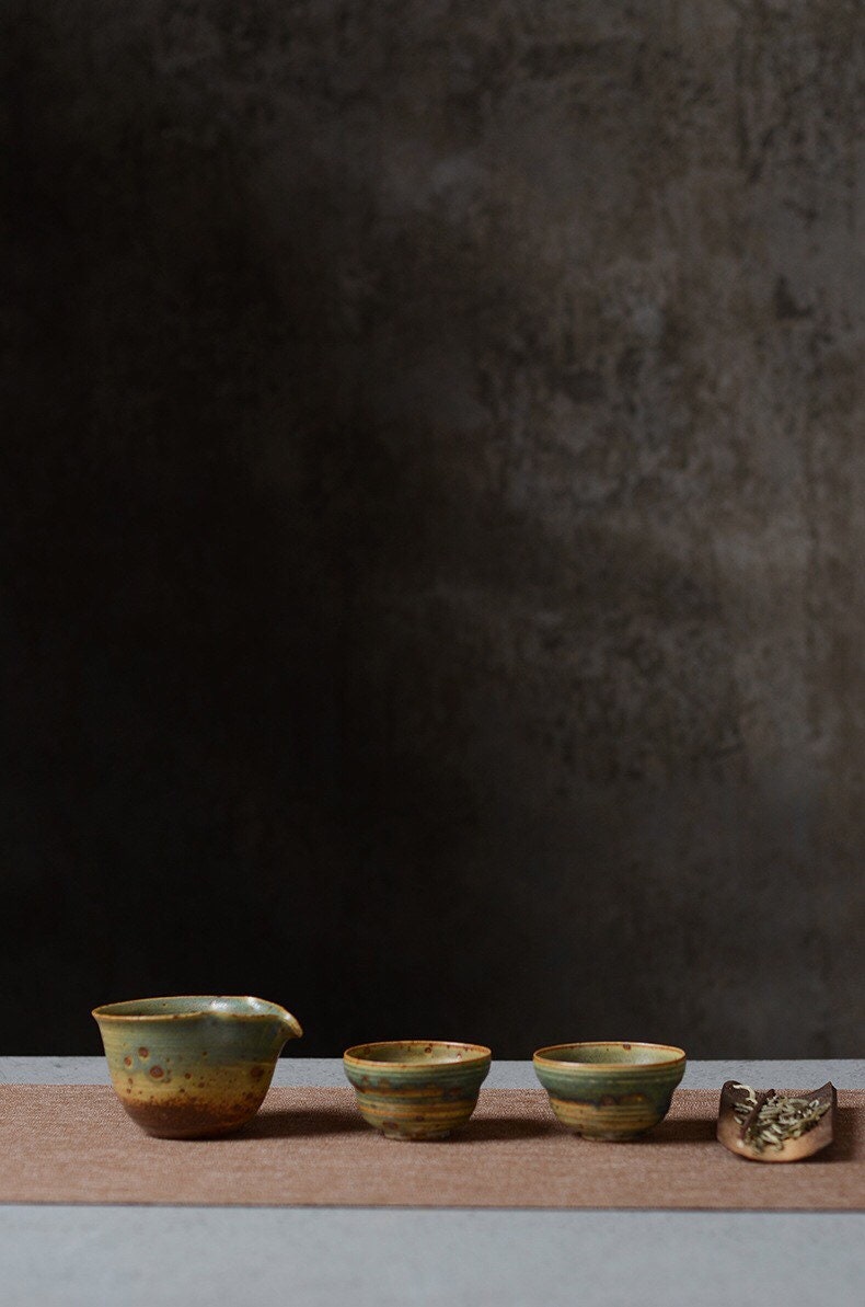 Gohobi Handmade ceramic tea cup Chinese Gongfu tea Kung fu tea Japanese Teacup small green tea cup [Green banana collection]