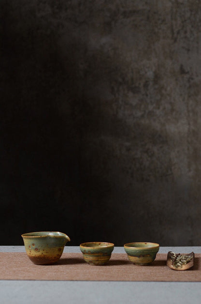 Gohobi Handmade ceramic tea cup Chinese Gongfu tea Kung fu tea Japanese Teacup small green tea cup [Green banana collection]