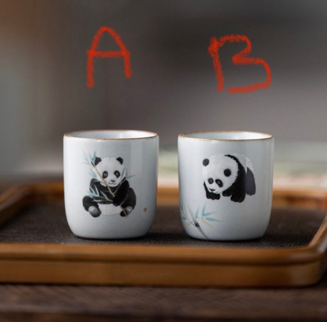Gohobi Hand-painted Panda Tea Cup Ceramic Chinese Gongfu tea Kung fu tea Japanese Chado