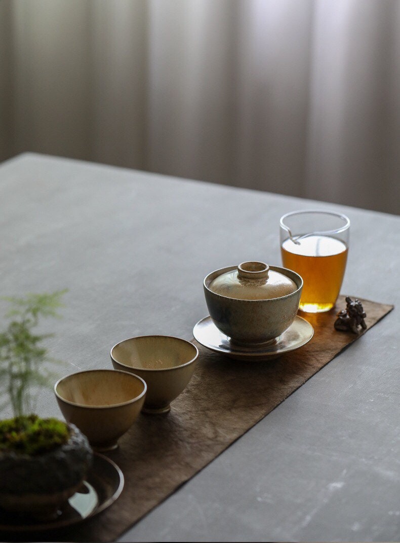 Gohobi Handmade ceramic gaiwan Chinese Gongfu tea Kung fu tea Japanese Teacup small green tea cup [Chai Kiln collection]