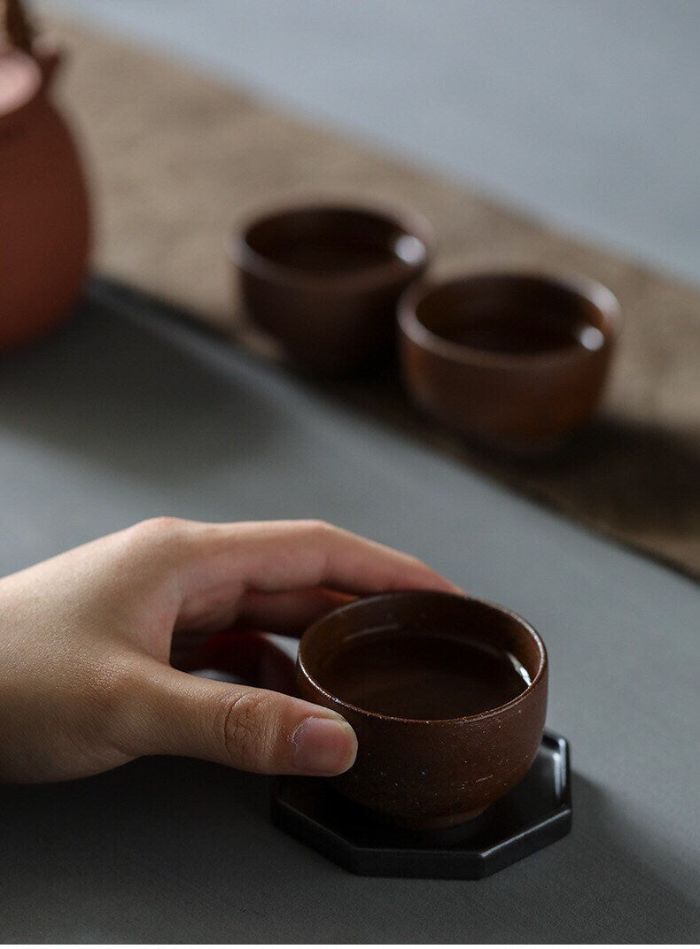 Gohobi Handmade ceramic tea cup Chinese Gongfu tea Kung fu tea Japanese Teacup small green tea cup  [Old rock mud collection]