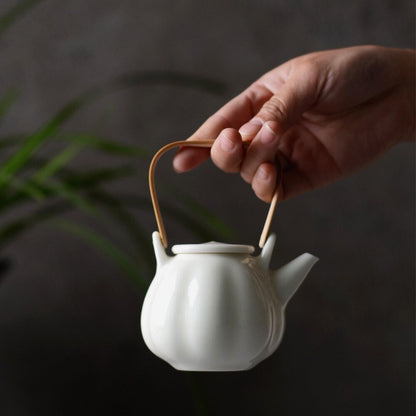 Gohobi Handmade ceramic teapot Chinese Gongfu tea Japanese Teacup small green tea cup [White gloss collection] 