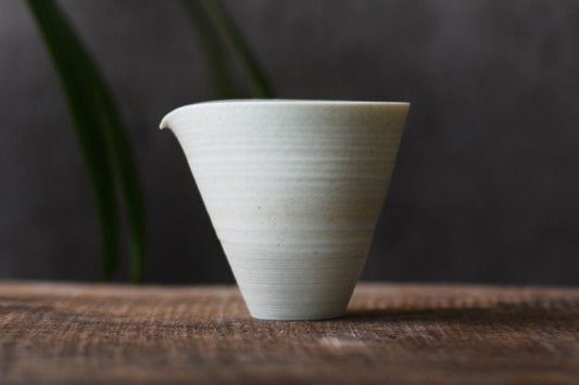 Gohobi Handmade ceramic tea pitcher fair cup Chinese Gongfu tea Japanese Teacup small green tea cup [White Matt collection] 
