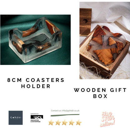 Gohobi Set of Wood Coaster Resin Coasters epoxy tea drink coasters unique handmade coaster placemats Teaware Japanese drinkware