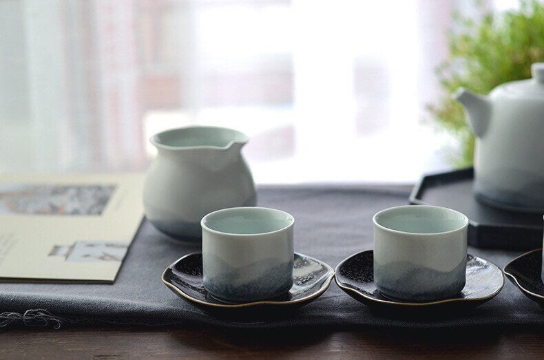 Gohobi Tea pitcher/ Fair cup Ceramic Chinese Gongfu tea Kung fu tea Japanese Chado  [Hand-painted Mountain collection]