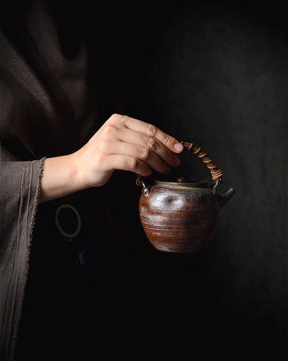 Gohobi Handmade ceramic teapot, Chinese Gongfu tea, Japanese Korean style teacup, rustic [Old rock mud collection] 