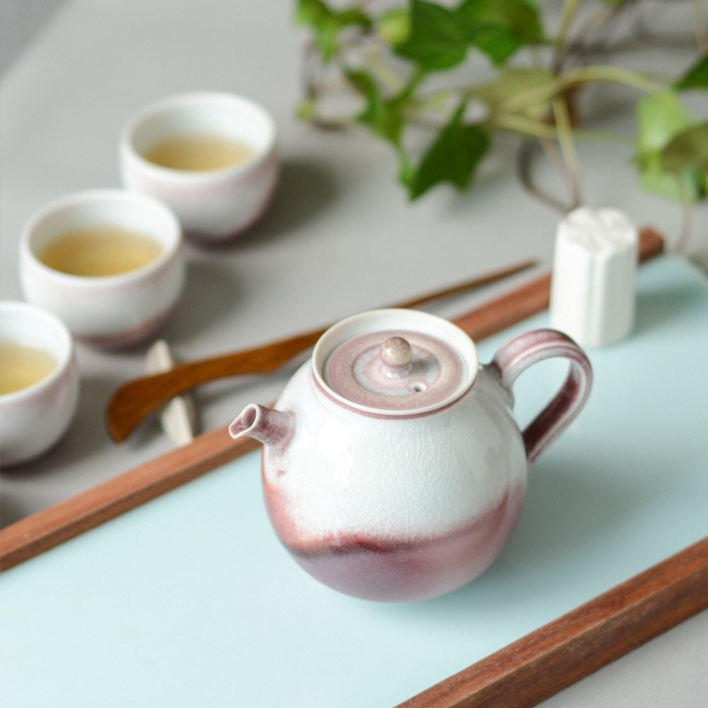 Gohobi Handmade Pink Teapot, Hand painted, vintage, high quality, Rustic, Minimalistic Japanese Tea, Gongfu tea [Pink Glazed collection]