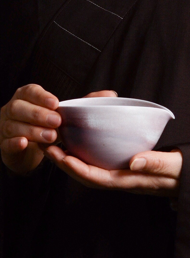 Gohobi Handmade Pink Tea pitcher/ Fair cup, Hand painted, vintage, high quality, Rustic, Minimalistic Japanese Tea [Pink Glazed collection]