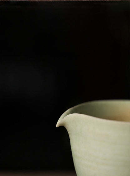 Gohobi Handmade Green tea pitcher/ Fair cup, vintage, high quality, Rustic, Minimalistic Japanese Tea, Gongfu tea [Green Glazed collection]