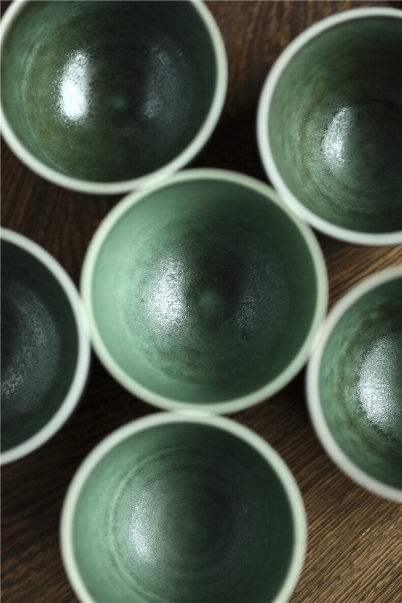 Gohobi Handmade Green Tea cup, Hand painted, vintage, high quality, Rustic, Minimalistic Japanese Tea, Gongfu tea  [Green Glazed collection]