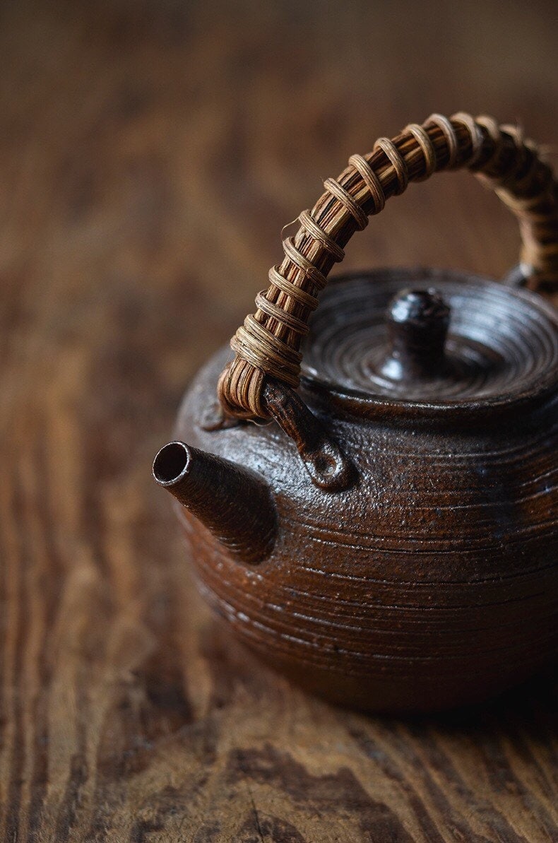 Gohobi Handmade ceramic teapot, Chinese Gongfu tea, Japanese Korean style teacup, rustic [Old rock mud collection] 