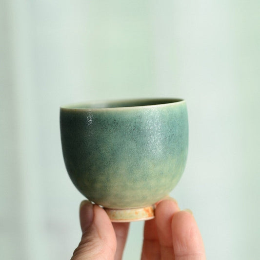 Gohobi Handmade Green Tea cup, Hand painted, vintage, high quality, Rustic, Minimalistic Japanese Tea, Gongfu tea  [Green Glazed collection]
