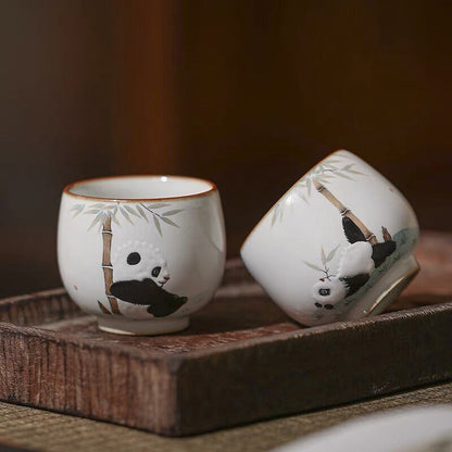 Gohobi Hand-painted Panda Tea Cup Ceramic Chinese Gongfu tea Kung fu tea Japanese Chado