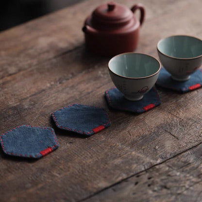 Gohobi A set of 2 Coaster Chinese Gongfu tea Kung fu tea Teaware Japanese Chado cotton coaster unique handmade coaster