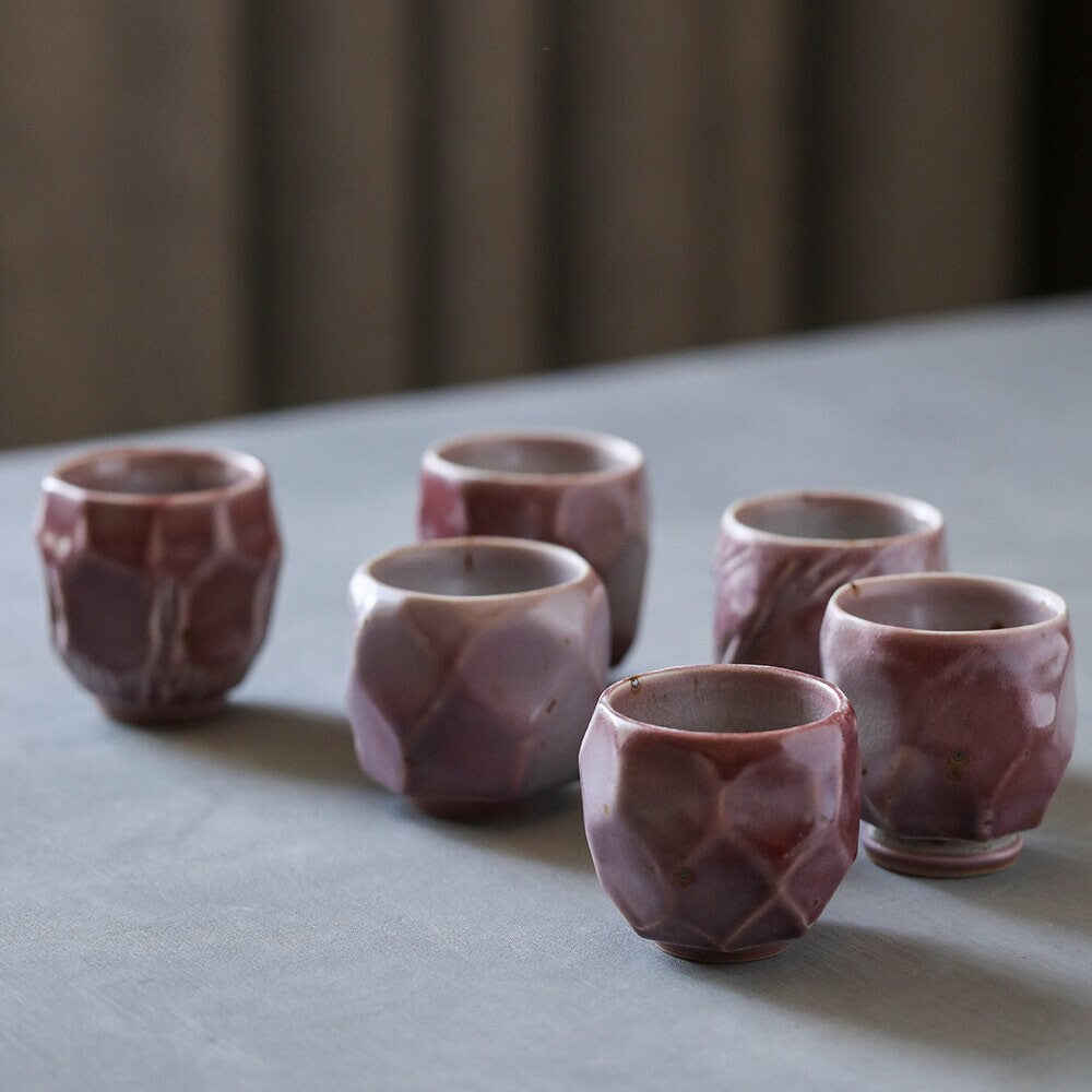 Gohobi Handmade Purple Tea cup, Hand painted, vintage, high quality, Rustic, Minimalistic Japanese Tea, Gongfu [Purple Glazed collection]