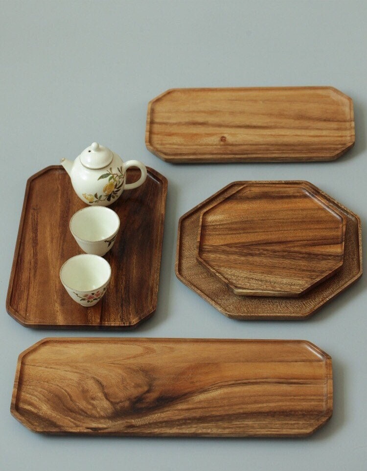 Gohobi Wooden Serving Trays Serving Tray wood tray wood plate Gongfu tea trays (5 versions) Japanese Chado