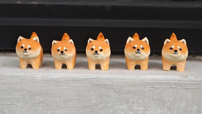 Gohobi Hand crafted wooden Shiba Inu dog ornaments unique gift for him for her