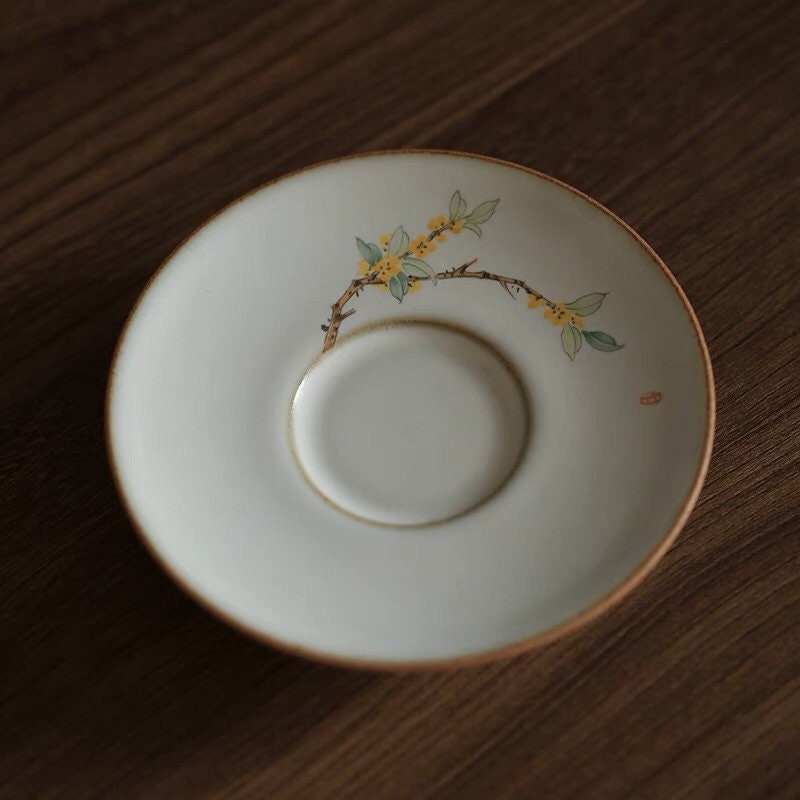 Gohobi Handmade floral gaiwan Tea cup Set, Hand painted, vintage, high quality, Rustic, Japanese Tea, Green Tea, Gongfu tea, Osmanthus