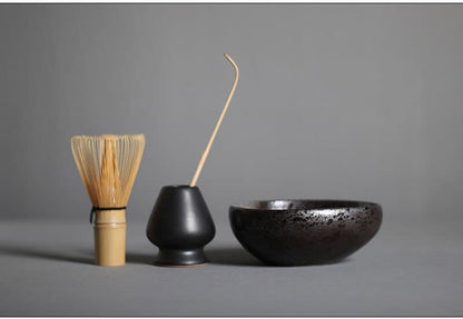 Gohobi Ceramic Matcha Set with Bamboo Whisk, whisk holder and spoon, tea ceremony gift set, Japanese Tea set Gift box