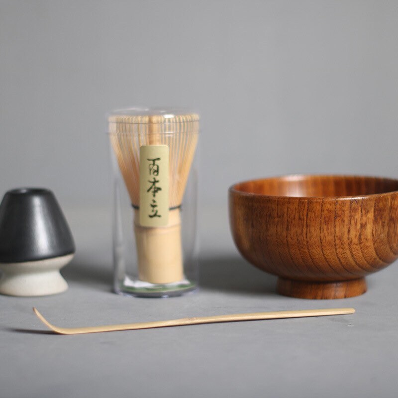 Gohobi Ceramic Matcha Set with Bamboo Whisk, whisk holder and spoon, tea ceremony gift set, Japanese Tea set Gift box