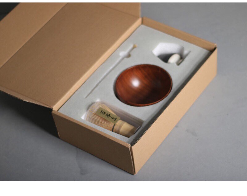 Gohobi Ceramic Matcha Set with Bamboo Whisk, whisk holder and spoon, tea ceremony gift set, Japanese Tea set Gift box