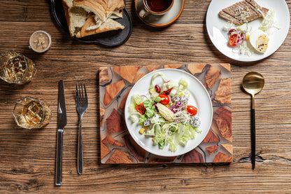 Gohobi Handmade Wood Resin placemats Rectangle 29 x 21.5cm luxury epoxy tea drink placemat unique tableware Japanese wooden drinkware unique