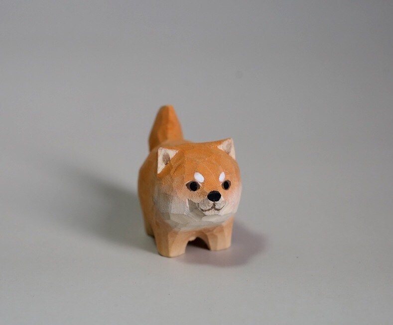 Gohobi Hand crafted wooden Shiba Inu dog ornaments unique gift for him for her