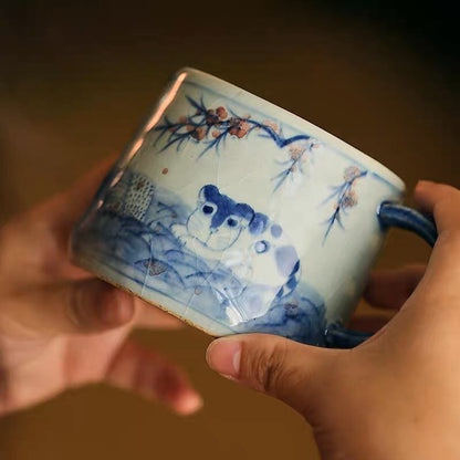 Gohobi Hand-painted ceramic rabit cat tea cup Chinese Gongfu tea Kung fu tea Japanese Chado
