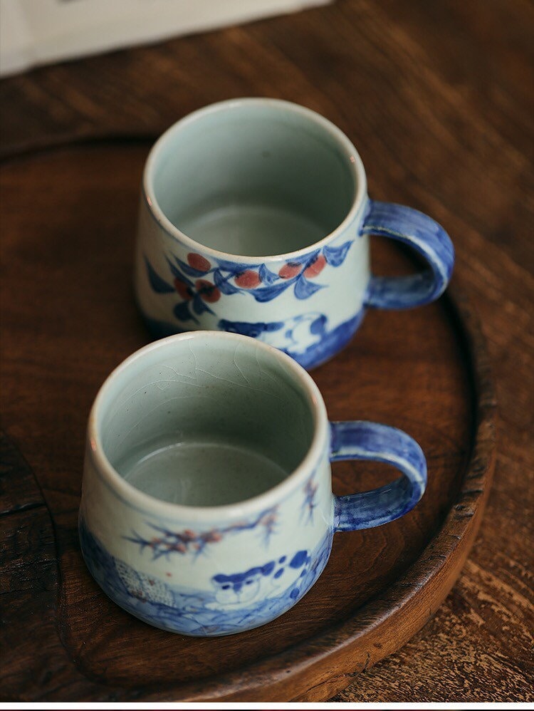 Gohobi Hand-painted ceramic rabit cat tea cup Chinese Gongfu tea Kung fu tea Japanese Chado