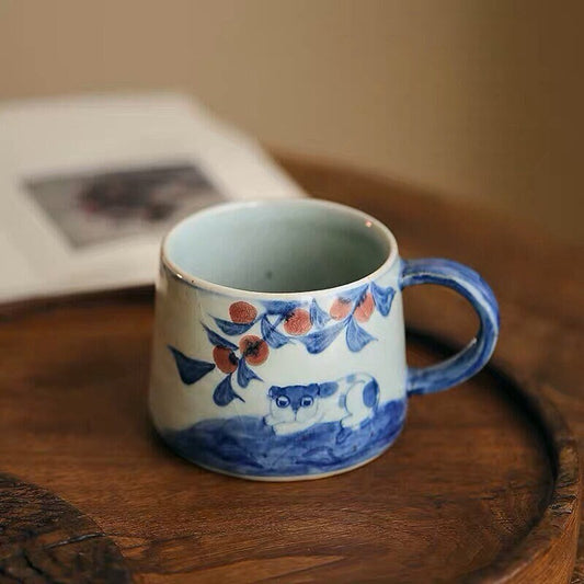 Gohobi Hand-painted ceramic rabit cat tea cup Chinese Gongfu tea Kung fu tea Japanese Chado