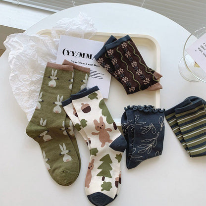 Floral socks Women Winter Socks gift wool flowers Korean Japanese socks