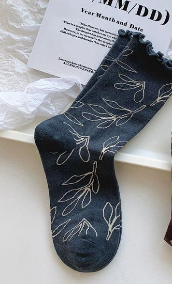 Floral socks Women Winter Socks gift wool flowers Korean Japanese socks