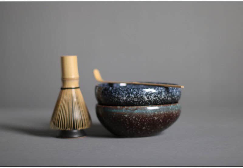Gohobi Ceramic Matcha Set with Bamboo Whisk, whisk holder and spoon, tea ceremony gift set, Japanese Tea set Gift box