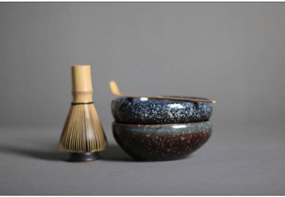 Gohobi Ceramic Matcha Set with Bamboo Whisk, whisk holder and spoon, tea ceremony gift set, Japanese Tea set Gift box