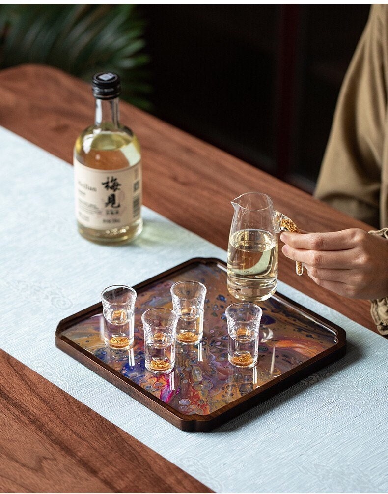 Gohobi Square Bamboo and Resin Tea Trays Serving Trays Gongfu tea trays (5 versions) Japanese Chado