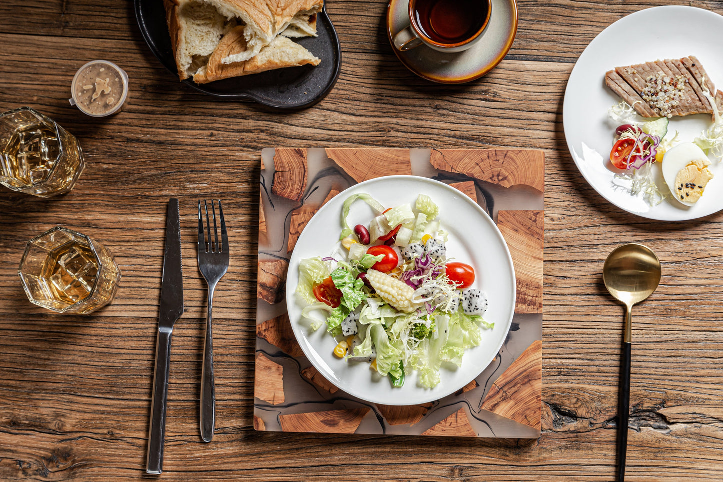 Gohobi Set of Wood Coaster Resin Coasters epoxy tea drink coasters unique handmade coaster placemats Teaware Japanese drinkware