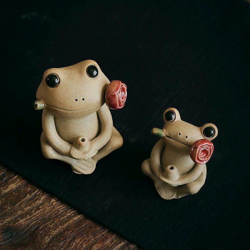 Gohobi Handmade incense holder Ceramic frog Incense stick holder Gongfu tea Japanese Chado