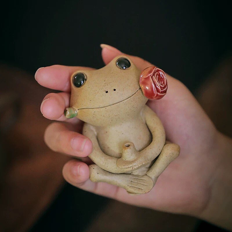 Gohobi Handmade incense holder Ceramic frog Incense stick holder Gongfu tea Japanese Chado