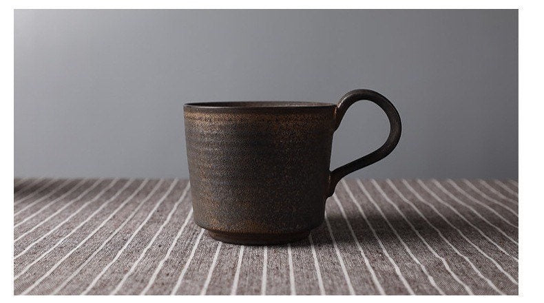 Gohobi Handmade stoneware Coffee cup and saucer Japanese vintage style coffee mug