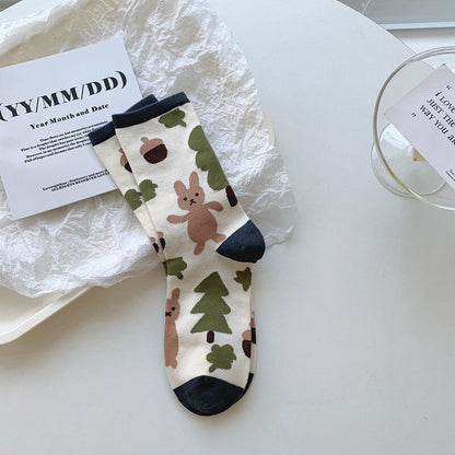 Floral socks Women Winter Socks gift wool flowers Korean Japanese socks