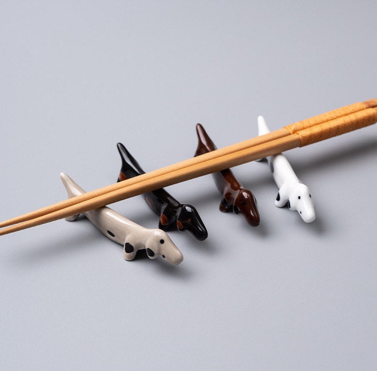 Gohobi Chopstick rest for daily use chopsticks rack dachshund dog oriental Gift ideas Table utensils