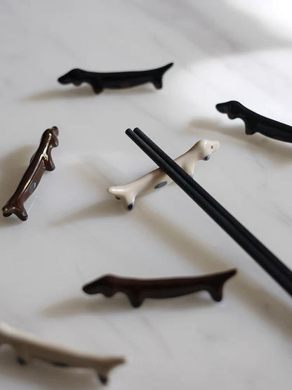 Gohobi Chopstick rest for daily use chopsticks rack dachshund dog oriental Gift ideas Table utensils