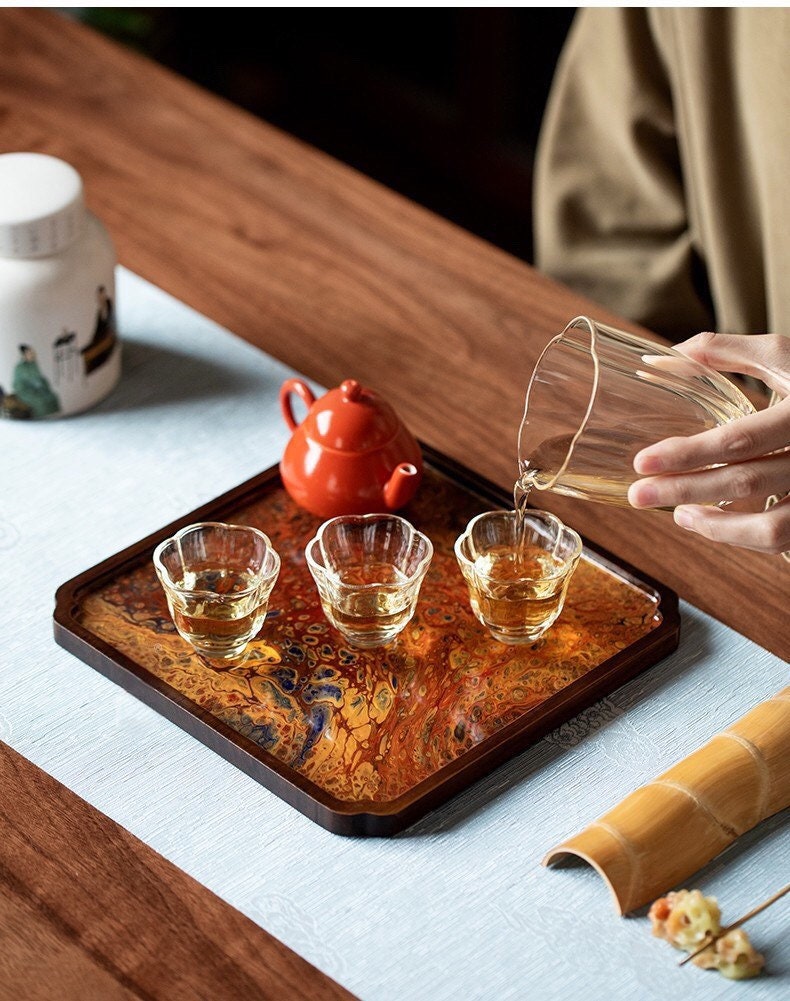 Gohobi Square Bamboo and Resin Tea Trays Serving Trays Gongfu tea trays (5 versions) Japanese Chado