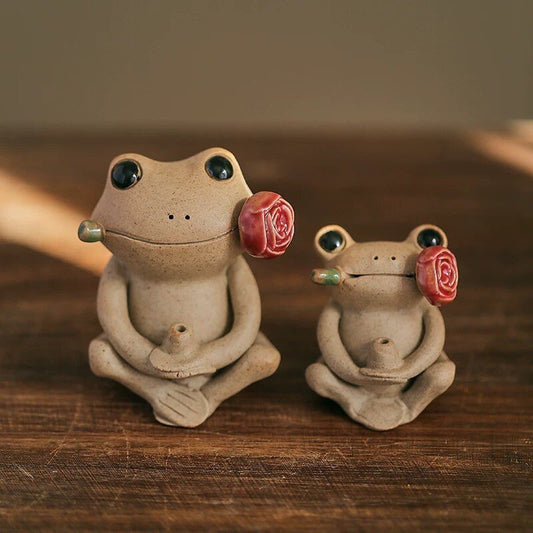 Gohobi Handmade incense holder Ceramic frog Incense stick holder Gongfu tea Japanese Chado